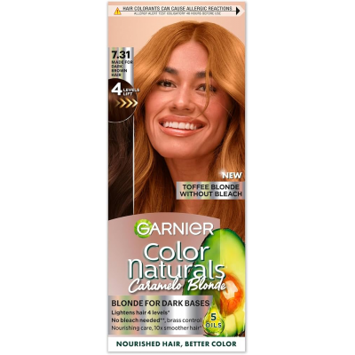 GARNIER COLOR NATURALS 7.31 TOFFEE BLONDE WITHOUT BLEACH — BLONDE FOR DARK BASES 150 GM